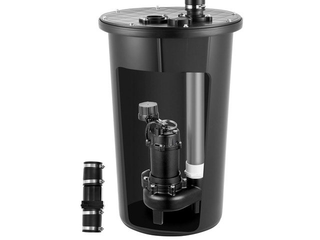 VEVOR Sewage Pump System, 1/2 HP, 4800 GPH Cast Iron Sewage Pump with Basin Kit, 120 Volt Automatic Outdoor Water/Seepage Collection and Removal...