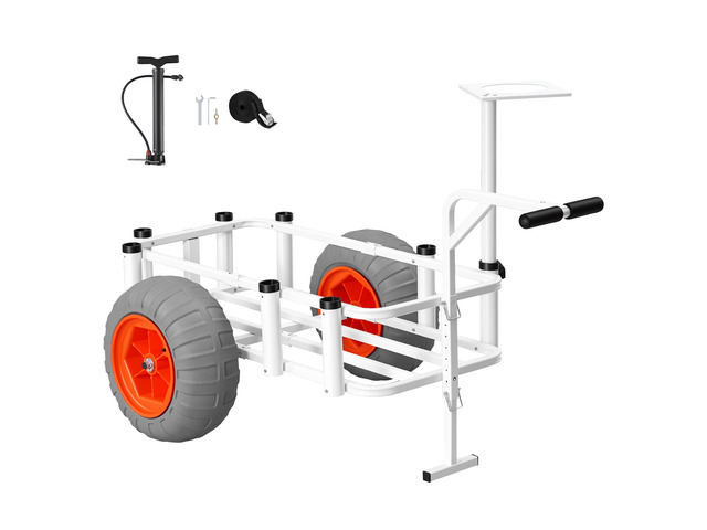 VEVOR Beach Fishing Cart, 350 lbs Load Capacity, Fishing Cart Wagon with Heavy-Duty Aluminum Alloy Frame, 16.5 in All-Terrain PU Balloon Tires, 8...