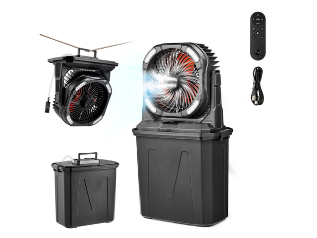 VEVOR Misting Fan, More than 2700RPM Motor Mister Fan, Mister Cooling Fans with 2.38 gal Water Tank, 10000mAh Battery, 4-Speed Wind & 5 Lighting...