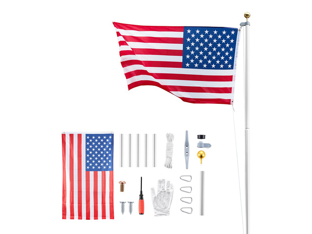 VEVOR Flag Pole, 20ft Heavy Duty Sectional Flagpole Kit for Outside House In Ground, Extra Thick Outdoor Aluminum Flagpole Kit with 3x5 American...