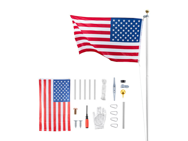VEVOR Flag Pole, 25ft Heavy Duty Sectional Flagpole Kit for Outside House In Ground, Extra Thick Outdoor Aluminum Flagpole Kit with 3x5 American...