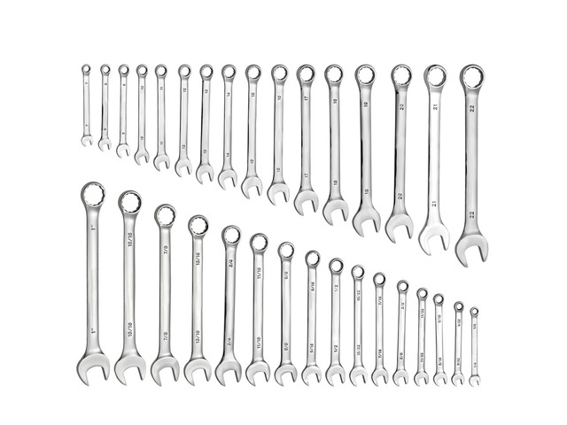 VEVOR Combination Wrench Set, 32-Piece SAE and Metric, 12-Point Box End and 15° Angled Open End Combination Wrenches with Roll Up Pouch, Carbon...