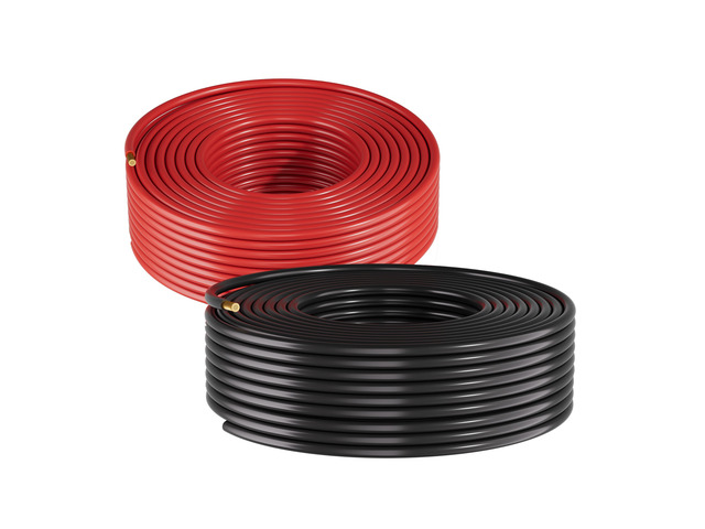 VEVOR Solar Panel Wire, 50 ft Black + 50 ft Red Kit, 10 AWG (6 mm²) Solar Panel Extension Cable, PV Tinned Copper Wire, for Outdoor Home Off-Grid...