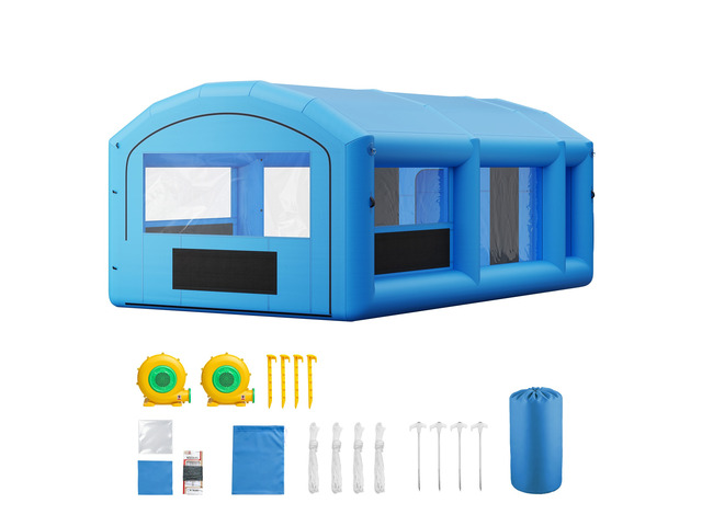 VEVOR Inflatable Paint Booth, 23 x 13 x 9 ft, Portable Spray Booth with 480W+750W Blowers, Large Filter Cotton, Changing Area, Arched Roof Painting...