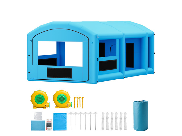 VEVOR Inflatable Paint Booth, 30 x 16 x 12 ft, Portable Spray Booth with 750W+950W Blowers, Large Filter Cotton, Changing Area, Arched Roof...