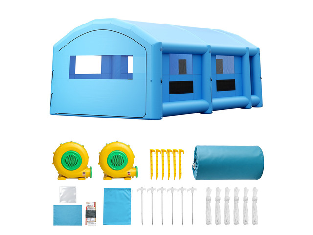 VEVOR Inflatable Paint Booth, 33 x 20 x 13 ft, Portable Spray Booth with 950W+1100W Blowers, Large Filter Cotton, Changing Area, Arched Roof...