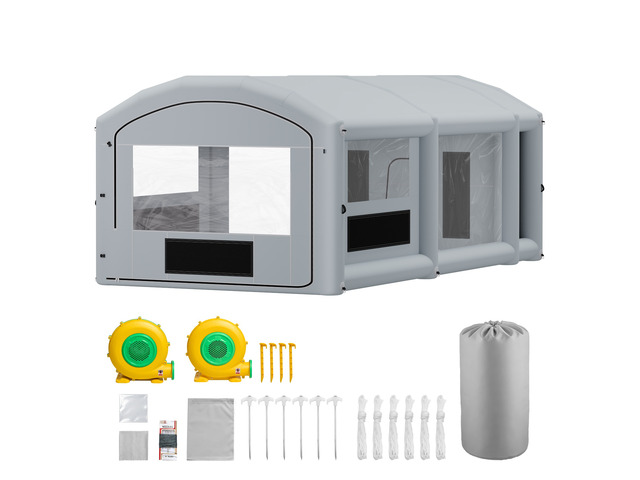VEVOR Inflatable Paint Booth, 30 x 16 x 12 ft, Portable Spray Booth with 750W+950W Blowers, Large Filter Cotton, Changing Area, Arched Roof...