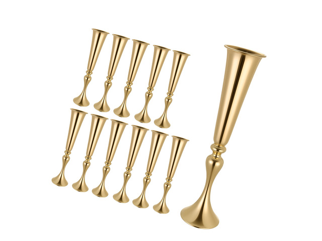 VEVOR 12 PCS Wedding Flower Vase, 21.7 in Tall Trumpet Flower Table Centerpieces, Banquet Vases Easy Installation, Electroplated Versatile...