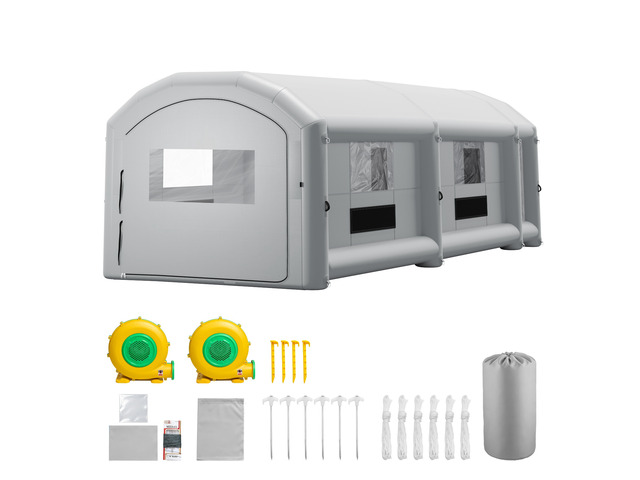 VEVOR Inflatable Paint Booth, 39 x 16 x 13 ft, Portable Spray Booth with 950W+1100W Blowers, Large Filter Cotton, Changing Area, Arched Roof...