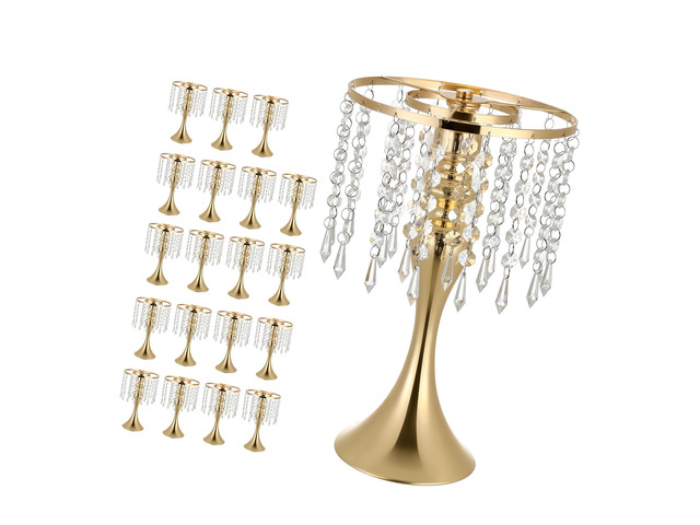VEVOR 20 PCS Wedding Flower Vase, 13.2 in Tall Flower Table Centerpieces, Crystal Banquet Vases Easy Installation, Electroplated Finish, Versatile...