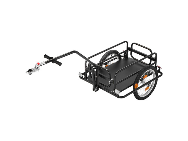VEVOR Bike Cargo Trailer 88 lbs Load 2-in-1 Pushcart Folding Bicycle Wagon, Heavy-Duty Cart with 16-Inch Wheels, Reflectors, Carbon Steel Frame,...