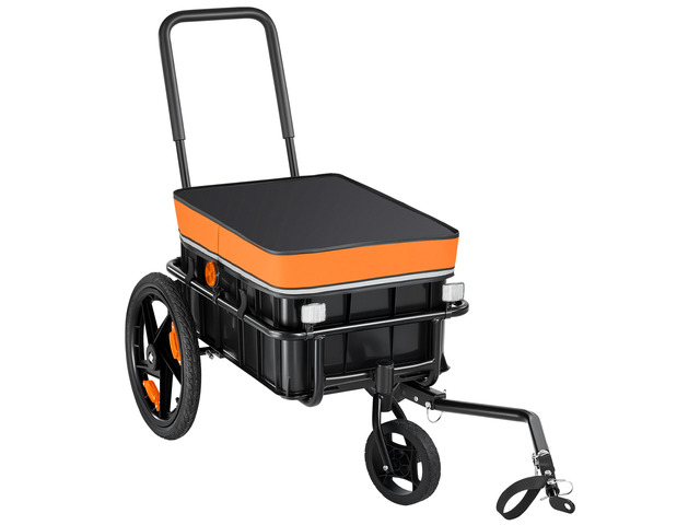 VEVOR Bike Cargo Trailer 100 lbs 2-in-1 Pushcart Heavy-Duty Bicycle Wagon, Cart with Waterproof Cover, 7 in & 16 in Wheels, Reflector, Carbon Steel...