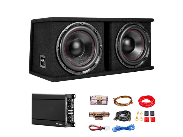 VEVOR Subwoofer Bass Package, 12 in, 1200W RMS, Dual Car Audio Subwoofer and Amp Package, with Loaded Enclosure, Separate Amplifier, and Wiring...