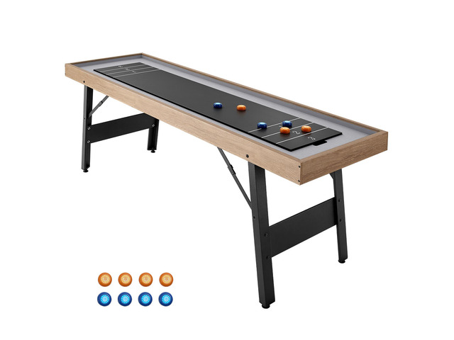 VEVOR 7 ft Shuffleboard Table, 2 in 1 Shuffleboard and Tabletop Curling Combo Game, Compact Shuffle Board with Smooth Surface, Folding Legs, 8...