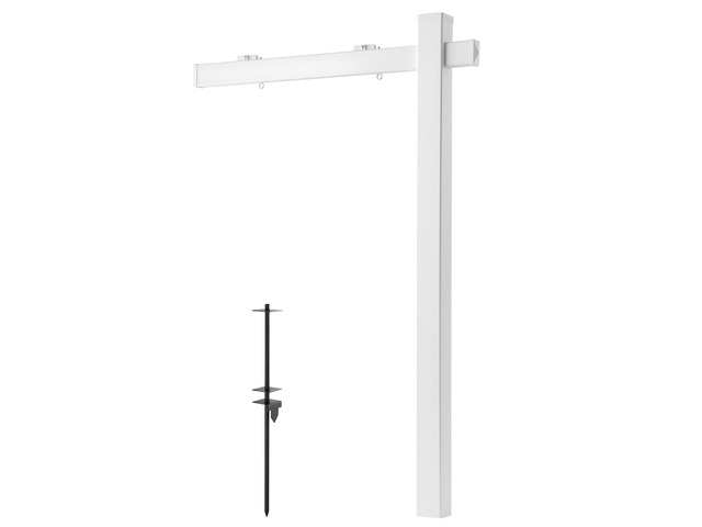 VEVOR Real Estate Sign Post, 6 ft Tall, PVC Realtor Yard Sign Holder with 47 in Arm Holds up to 36 in, Easy to Install, Wind-Resistant, for Open...