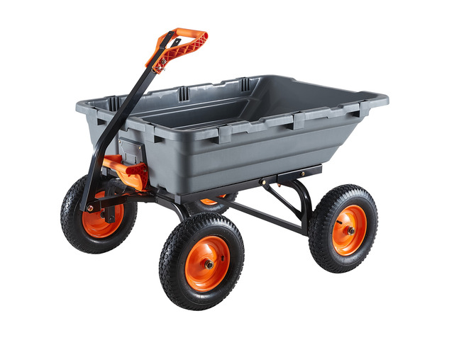 VEVOR Garden Dump Cart, 1500 lbs Poly Dump Cart, Garden Carts Dumps Wagon with 90° Quick-Dumps Mechanism, Adjustable Handle, 270° Flexible Rotating...