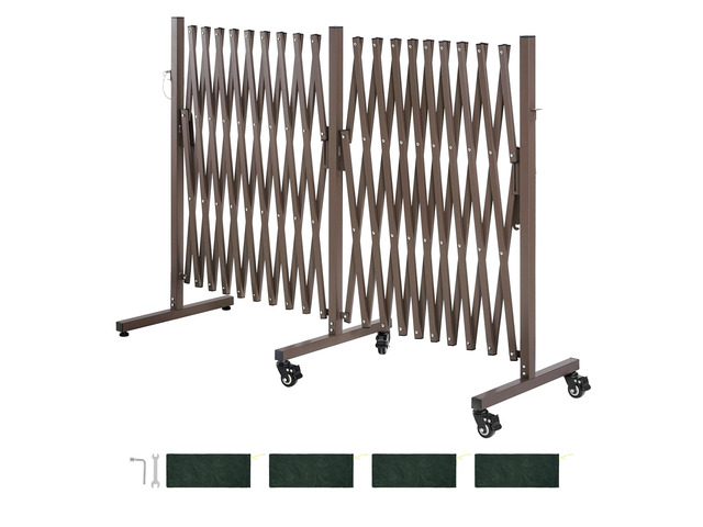 VEVOR Double Expandable Barricades, 20FT Expandable Safety Barrier, Flexible Mobile Barricade with Locking Casters, Portable Folding Security Gate...