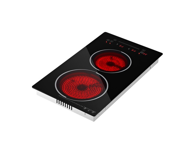 VEVOR Electric Cooktop 12inch 2 Burners Portable Stove Top 1800W 120V, Ceramic Countertop/Built-in Radiant Electric Stove, with 9 Power Levels,...