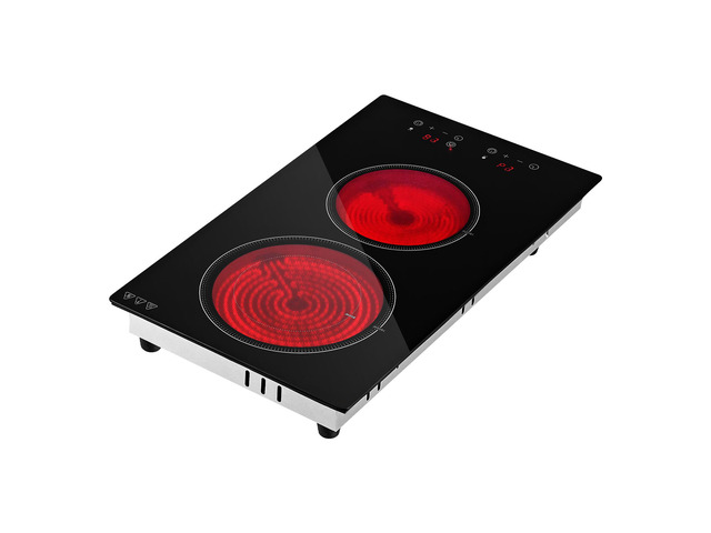 VEVOR Electric Cooktop 12inch 2 Burners Portable Stove Top 1800W 120V, Ceramic Countertop/Built-in Radiant Electric Stove, with 9 Power Levels,...