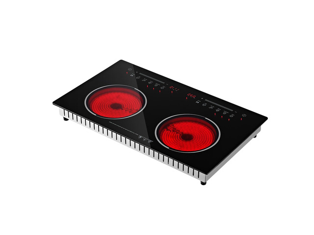 VEVOR Electric Cooktop 24inch 2 Burners Portable Stove Top 1800W 120V, Ceramic Countertop/Built-in Radiant Electric Stove, with 9 Power Levels,...