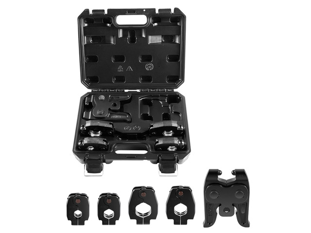 VEVOR 5PCS VUS Pressing Kit, 4PCS Press Rings (1/2', 3/4', 1', 1-1/4') & R8 Actuator - Compatible with ProPress Copper Pipes, Work with 32KN...