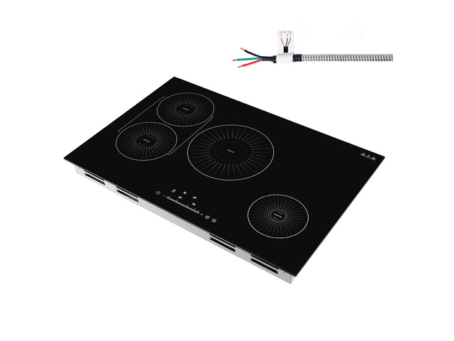 VEVOR Induction Cooktop 30inch 4 Burners Built-in Electric Stove 220V 7500W, Low-Power Continuous Heating, Induction Burner for Kitchen, with 9...