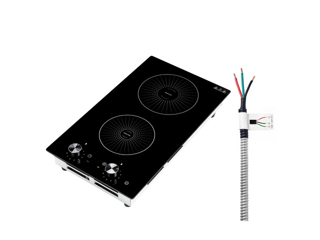 VEVOR Induction Cooktop 12in 2 Burners Built-in Electric Stove 220V 3500W, Low-Power Continuous Heating, Induction Burner for Kitchen, 11 Power...