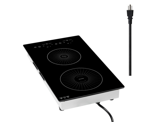 VEVOR Induction Cooktop 12in 2 Burners Built-in Electric Stove 110V 1800W, Low-Power Continuous Heating, Countertop Induction Burner, 9 Power...