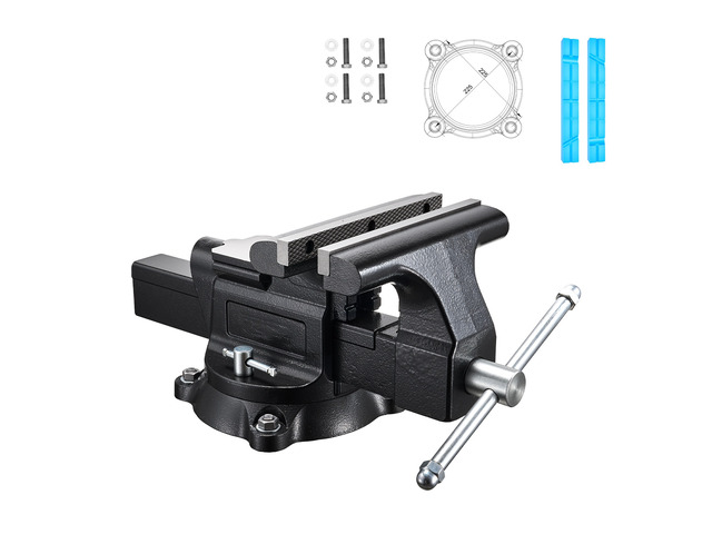 VEVOR Heavy Duty Bench Vise, 10' Jaw Width, Multi-Purpose Ductile Iron Bench Vise with Anvil and 360-Degree Locking Swivel Base, 4.3' Throat Depth,...