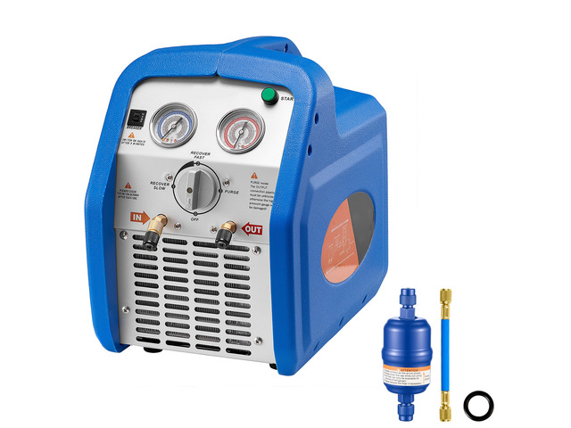 VEVOR Portable Refrigerant Recovery Machine, 1 HP 120V 60Hz Dual Cylinder AC Recovery Machine for Liquid Vapor Refrigerant, 1750 RPM Recycling Unit...