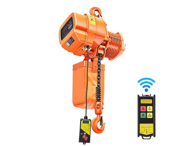 VEVOR 4400 lbs Electric Chain Hoist, 20 ft Lifting Height, Three-Phase Overhead Crane with 328 ft Wireless Remote Control, Single G100 Chain...