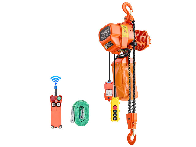 VEVOR 2200 lbs Electric Chain Hoist, 20 ft Lifting Height, Three-Phase Overhead Crane with 328 ft Wireless & 15 ft Wired Remote Control, Double G80...