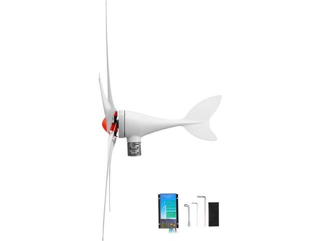 VEVOR 800W 12V Wind Turbine Generator, 5-Blade Wind Turbine Kit with Wind & Solar Hybrid Controller, Efficient 3-Phase AC Permanent Wind Power...
