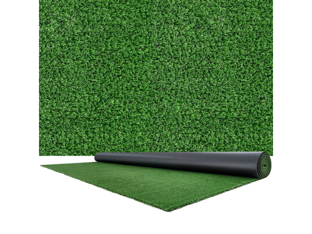VEVOR Artificial Grass, 18 x 10 ft Fake Grass Turf Rug, 0.6 in Pile Height Realistic Synthetic Lawn Carpet Roll Mat, Easy Clean Drainage Holes for...