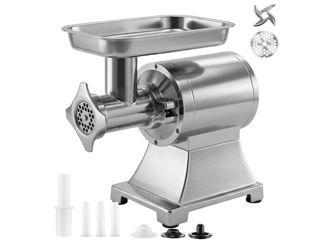 VEVOR Commercial Meat Grinder, 9.2 Lbs/Min Capacity, #12 Electric Meat Mincer with 2 Plates, 3 Sausage Stuffing Tubes & Kibbe Kit, 750W/1HP Sausage...