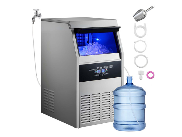 VEVOR Commercial Ice Maker Machine, 150 lbs/24h with 16-30 lbs Storage Capacity, Built-in/Freestanding/Under Counter, Stainless Steel Ice Maker...