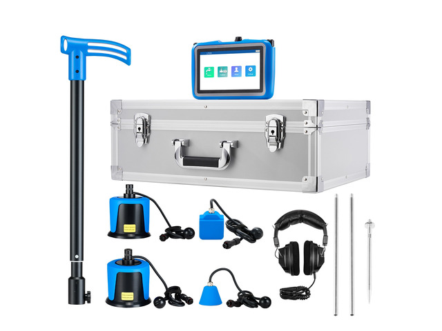 VEVOR Pipe Water Leak Detector with 4 Sensors, 1Hz-10000Hz, 7' Touchscreen Underground Plumbing Leakage Detection Locator with 3 Listening Rods,...