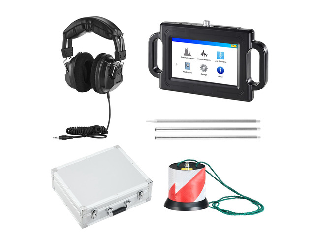 VEVOR Pipe Water Leak Detector, 1Hz-5000Hz, 7' Touchscreen Pipeline Leakage Detection Locator for 6.6FT (2m) Underground Plumbing with Sensor, 3...