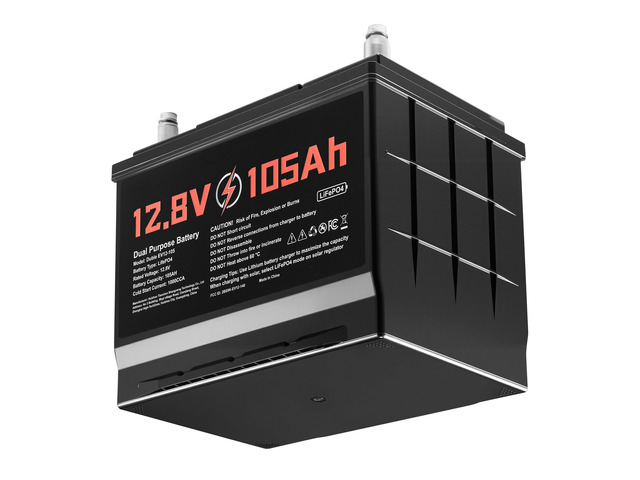 VEVOR 12V 105Ah Dual Purpose LiFePO4 Lithium Battery, 1000 CCA Group 24, Lithium-ion Starter Battery Plus Deep Cycle, Built-in Smart BMS, Car...