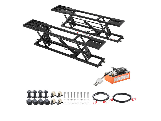 VEVOR Portable Car Lift, 7000 lbs Capacity, Heavy Duty Steel Truck Lift with 26.8' Max Height, Pneumatic Pump, Wheels, 4 Rubber Pads & 4 Lifting...
