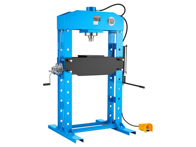 VEVOR 75-Ton Shop Press, Pneumatic/Manual Hydraulic Shop Press with Foot Pedal, Hand Wheel & Pressure Gauge, H-Frame Heavy-Duty Garage Floor...