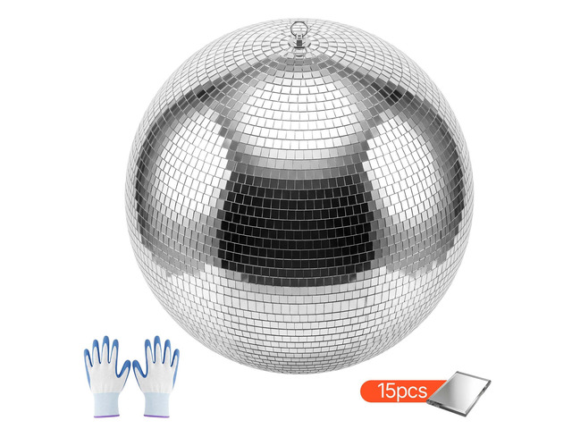 VEVOR Mirror Disco Ball 20 Inch Silver Reflective Ball with Hanging Ring, for Party Home Decoration Stage Props DJ Dance Club, 2 Mirror Tile Sizes,...