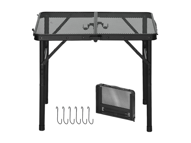 VEVOR Folding Grill Table 24x16 in Camping Tables 90 lbs Capacity Aluminum, Lightweight Compact for Picnic BBQ Tailgating, Adjustable Height,...