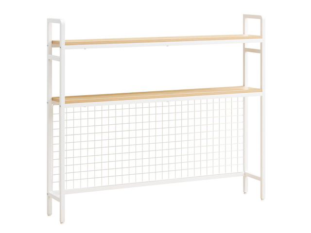 VEVOR Desktop Bookshelf 3-Tier Countertop Storage Hutch with Grid White, for Computer Desk, Metal Frame and Wooden Shelf, with Non-Slip Feet Pads,...