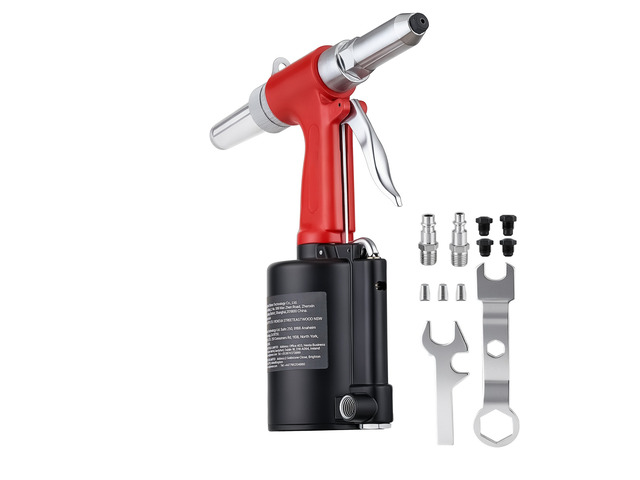 VEVOR Pneumatic Rivet Gun Kit with 3/32' 1/8' 5/32' 3/16' Nosepieces, 2425 LBS Pulling Force, 3-Claw Secure Grip, Air Pop Riveter Tool for...