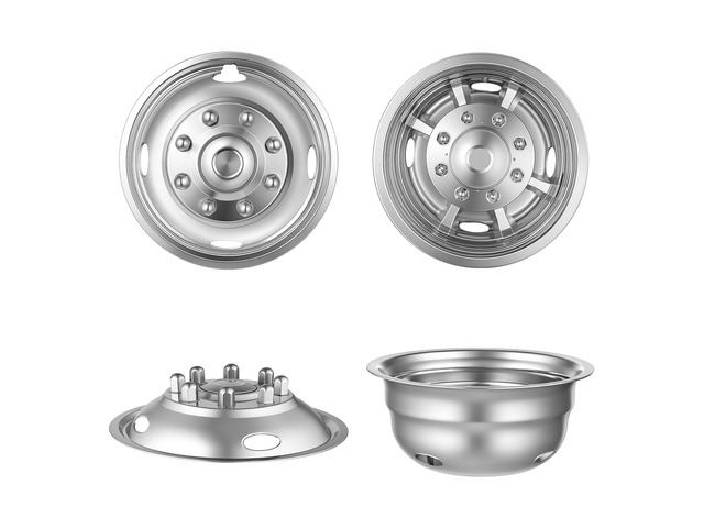 VEVOR 17-Inch Wheel Simulators 8 Lug Stainless Steel Front and Rear Wheel, Fit for 2005-2025 Ford F350 Truck Models, 5 Hand Holes, Polished Bolt On...