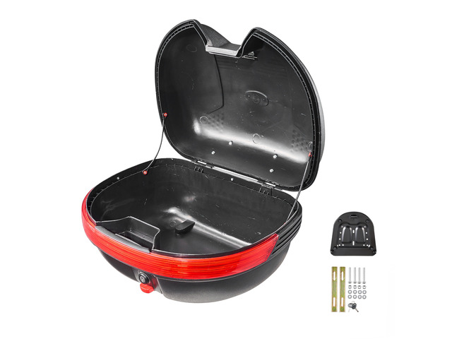 VEVOR Motorcycle Top Case 30L Universal Waterproof PP Motorcycle Tail Case, Detachable Motorbike Top Box with Security Lock & Backrest for Luggage...