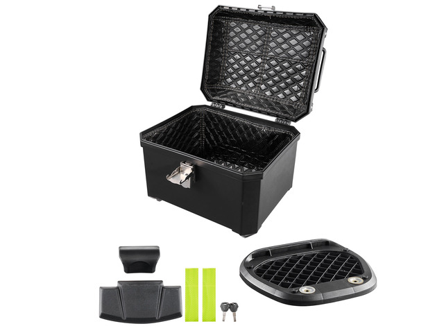 VEVOR Motorcycle Top Case 45L Universal Waterproof ABS Motorcycle Tail Case, Detachable Motorbike Top Box with Security Lock & Leather Liner for...