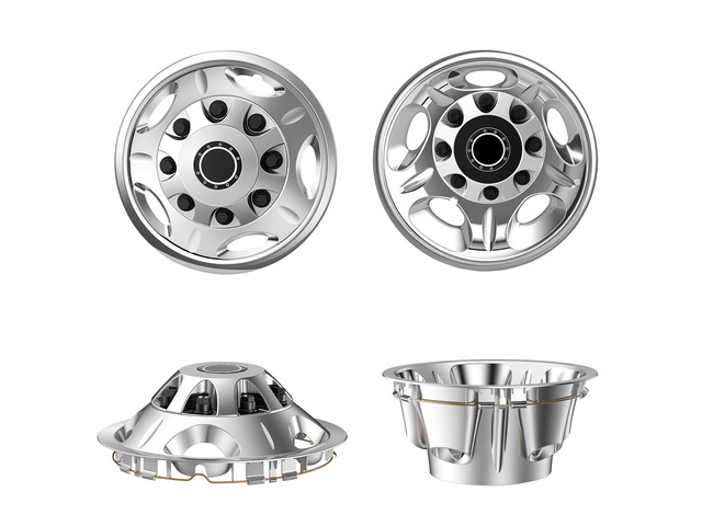 VEVOR 17-Inch Wheel Simulators 8 Lug ABS Chrome Plated Front and Rear Wheel, Fit for 2011 and newer Chevrolet Silverado, GMC 3500, GMC Sierra 3500...
