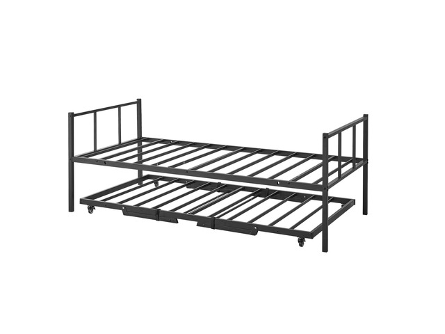 VEVOR Twin Daybed with Pop Up Trundle Metal Twin Daybed Frame Rectangular, for Living Room Bedroom Guest Room, Space Saving, Heavy-Duty Metal Sofa...